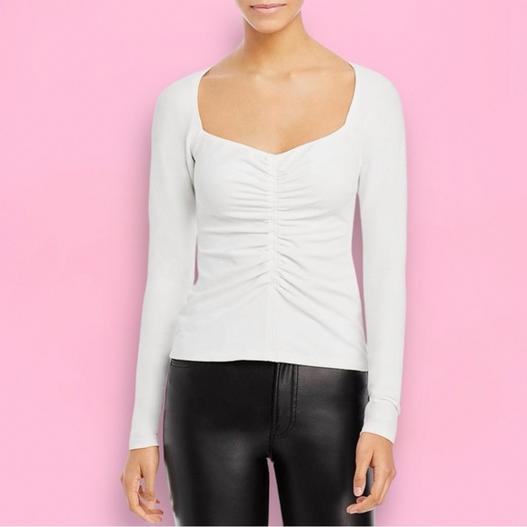 A.L.C. ‘Halley’ White Ruched Long Sleeve Shirt Size XS ASO The View - Picture 5 of 16